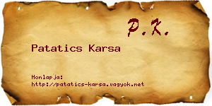 Patatics Karsa névjegykártya
